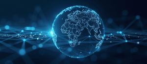 Blogs 9 a world with a blue world map on the top 1