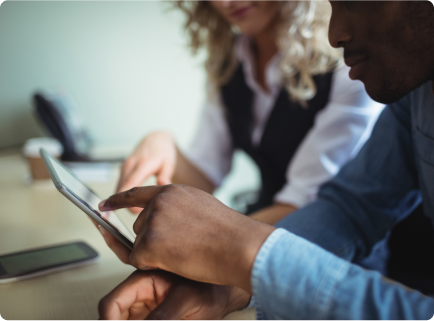 Features & Functionality 17 business executives discussing digital tablet 1